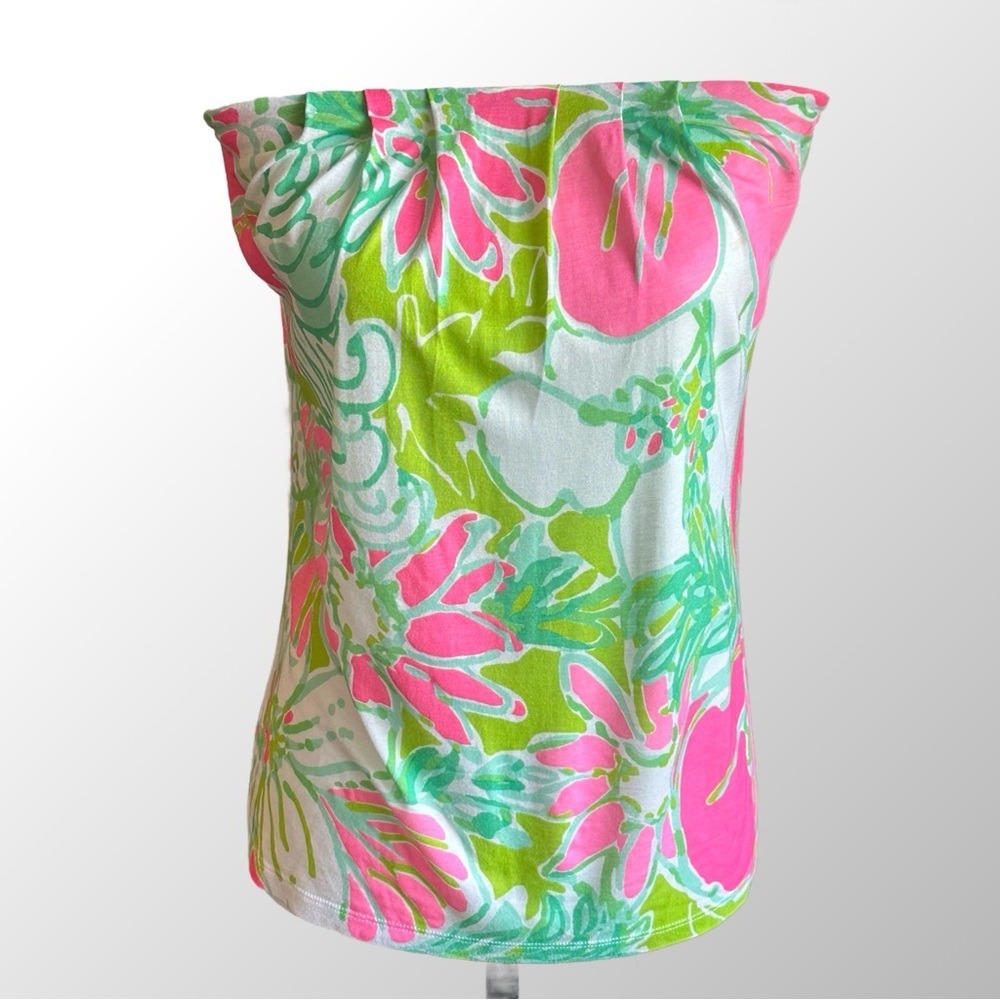 Lilly Pulitzer Tyra Tube Top Womens Small Flamingo Pink Don't Give A Cluck Print